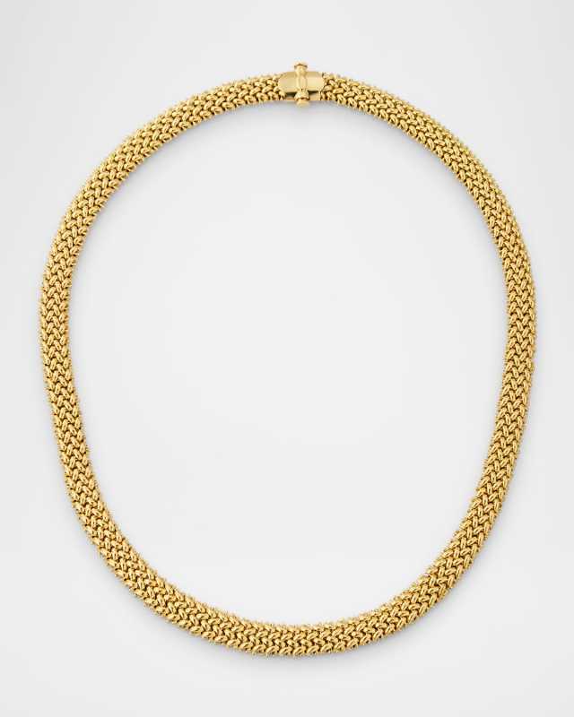 18K Yellow Gold Via Ornato Chicco Chain Necklace, 7mm